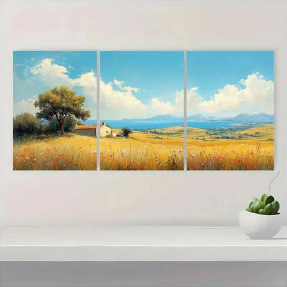 3pcs Country Painting for Living Room DF Wall Art Set Canvas Framed 40x60cm - High Quality Print 100% Australian Made Wall Canvas Ready to Hang - Bella Home Decor