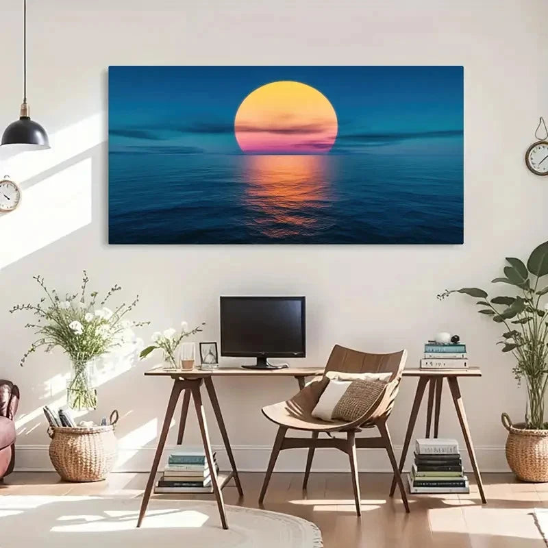 Sunset Ocean Lake Natural Wall Art Canvas Office Home Room Framed 120x60cm