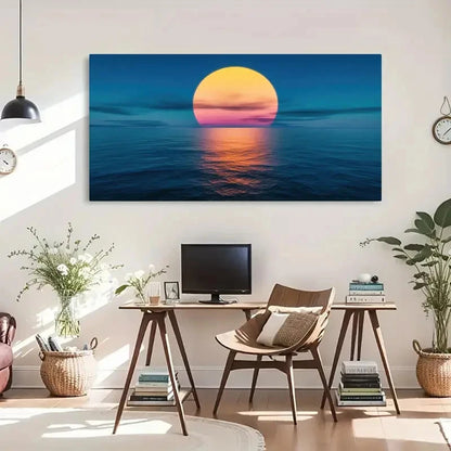 Sunset Ocean Lake Natural Wall Art Canvas Office Home Room Framed 120x60cm