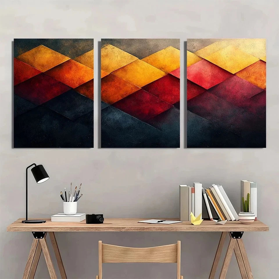 3pcs Modern Abstract Geometric Pattern Wall Art Set Canvas Framed 40x60cm - High Quality Print 100% Australian Made Wall Canvas Ready to Hang