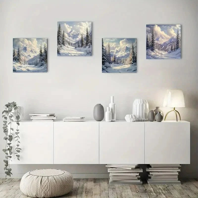4pcs Winter WonderlandWall Art Canvas Framed