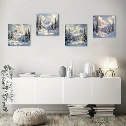 4pcs Winter WonderlandWall Art Canvas Framed