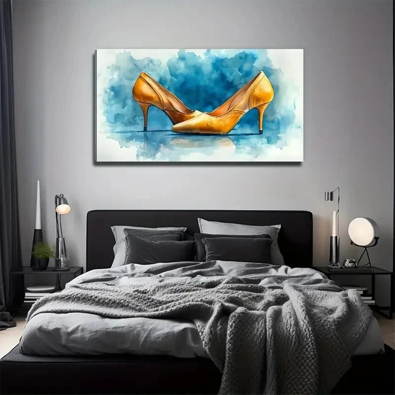 Golden Heels Perfect Wall Art Canvas Office Home Room Framed 120x60cm
