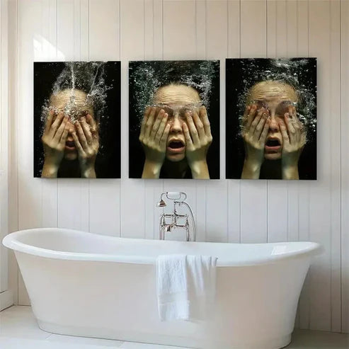 3pcs Featuring Expressive Face Immersion Perfect Wall Art Set Canvas Unframed - High Quality Print 100% Australian Made Wall Canvas