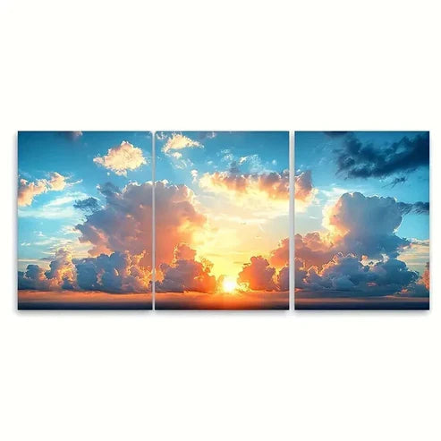 3pcs Fiery Sky Stunning Clouds Wall Art Set Canvas Unframed - High Quality Print 100% Australian Made Wall Canvas - Bella Home Decor