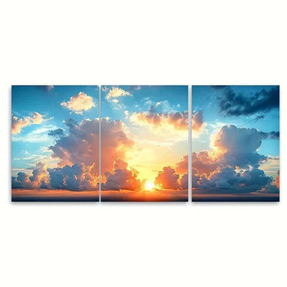 3pcs Fiery Sky Stunning Clouds Wall Art Set Canvas Unframed - High Quality Print 100% Australian Made Wall Canvas - Bella Home Decor