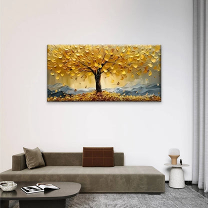 A Tree Leaves Abstract Wall Art Canvas Office Home Room Framed 120x60cm