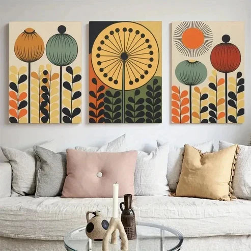 3pcs Minimalist Abstract Flowers Canvas Wall Art Canvas Unframed - High Quality Print 100% Australian Made Wall Canvas
