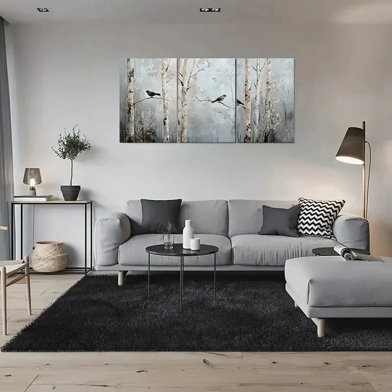 3pcs Nature Inspired Design with Light and Shadow Metal Print Ready to Hang Art