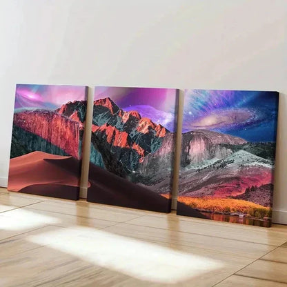 3pcs Mountains Alien Planet Solar System Wall Art Canvas Unframed – High Quality Print 100% Australian Made Wall Canvas