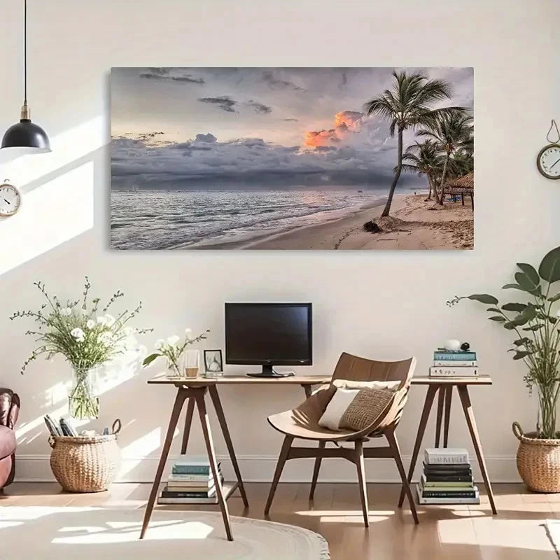 Deco Retro Style Beach Lands Wall Art Canvas Office Home Room Framed 120x60cm - Bella Home Decor