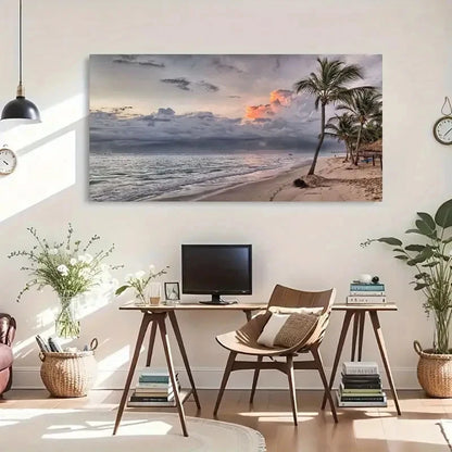 Deco Retro Style Beach Lands Wall Art Canvas Office Home Room Framed 120x60cm - Bella Home Decor