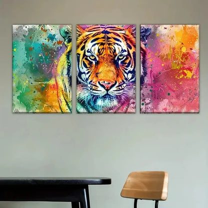 3pcs Tiger, Polyester Posters with Abstract Wall Art Set Canvas Unframed - High Quality Print 100% Australian Made Wall Canvas