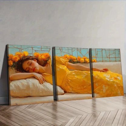3pcs Luxurious Plastic Wall Art Set Canvas Framed 60x90cm - High Quality Print 100% Australian Made Wall Canvas Ready to Hang