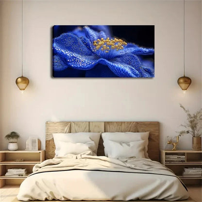 Watercolor Blue Flower Surface Wall Art Canvas Office Home Room Framed 120x60cm