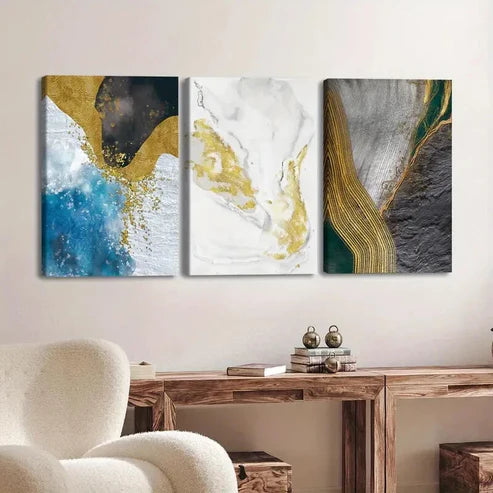 3pcs Fashion Retro Nordic Style Abstract Color Wall Art Set Canvas Unframed - High Quality Print 100% Australian Made Wall Canvas