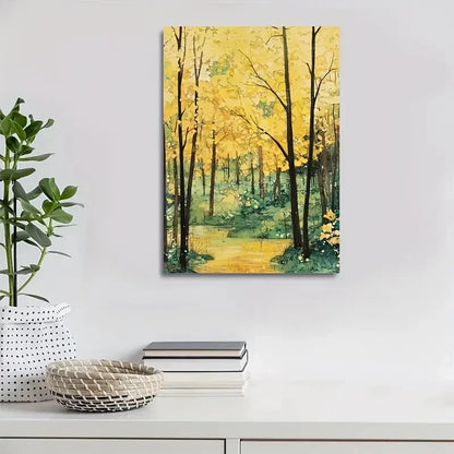 Lush Ginkgo Forest with Vibrant Autumn Painting 40x60cm Metal Print Ready to Hang - Bella Home Decor