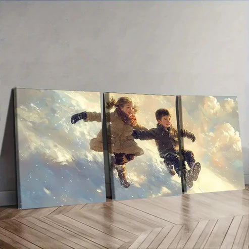 3pcs Two Youngsters Wall Art Set Canvas Unframed - High Quality Print 100% Australian Made Wall Canvas - Bella Home Decor