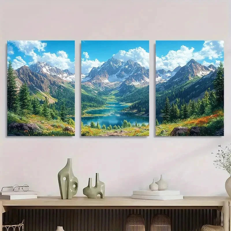 3pcs North Cascades Gorge National Park Metal Print Ready to Hang Art - Bella Home Decor