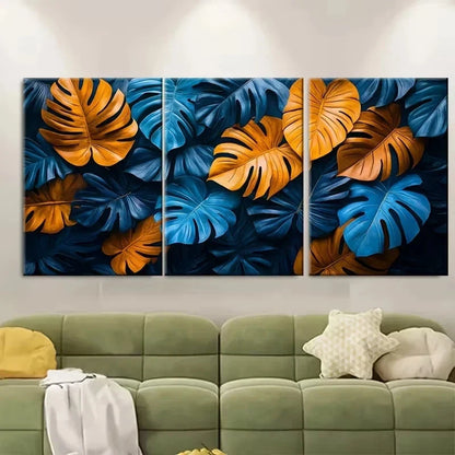 3pcs Large Tropical Leaves Wall Art Set Canvas Framed 40x60cm - High Quality Print 100% Australian Made Wall Canvas Ready to Hang