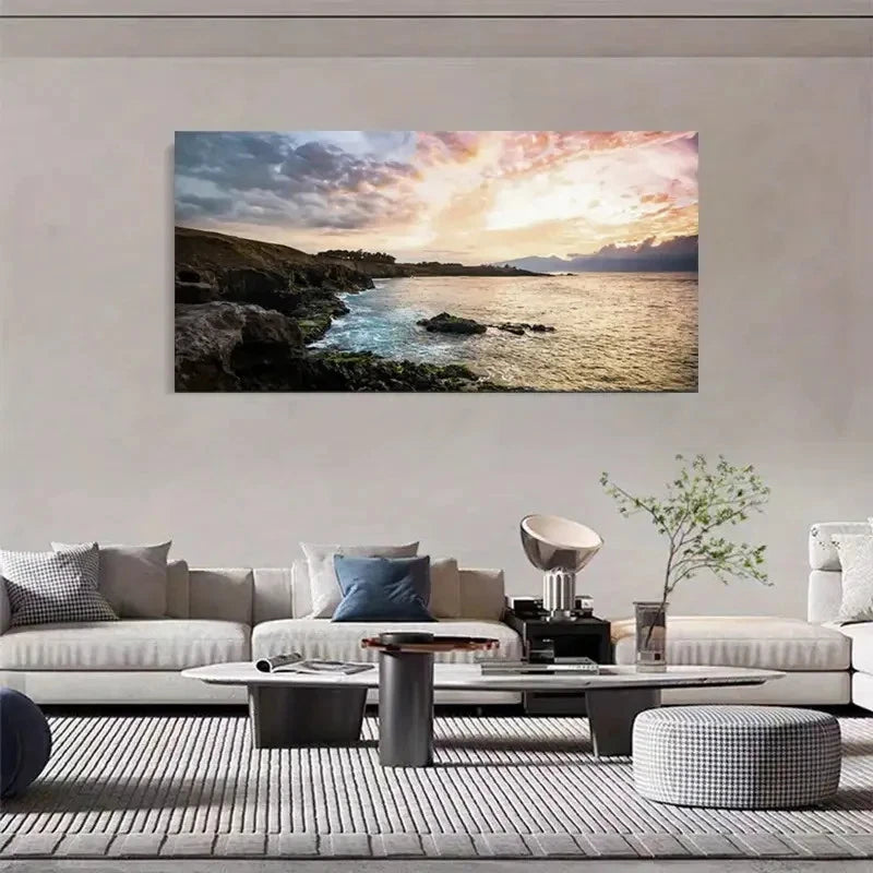Natural Scenic Sea View Lands Wall Art Canvas Office Home Room Framed 120x60cm