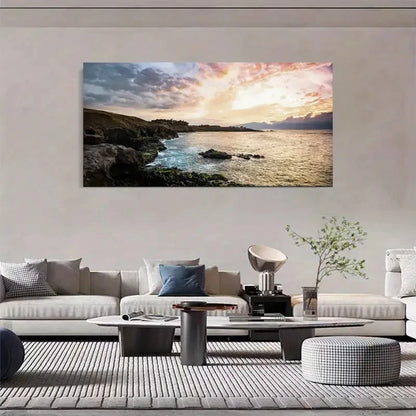 Natural Scenic Sea View Lands Wall Art Canvas Office Home Room Framed 120x60cm