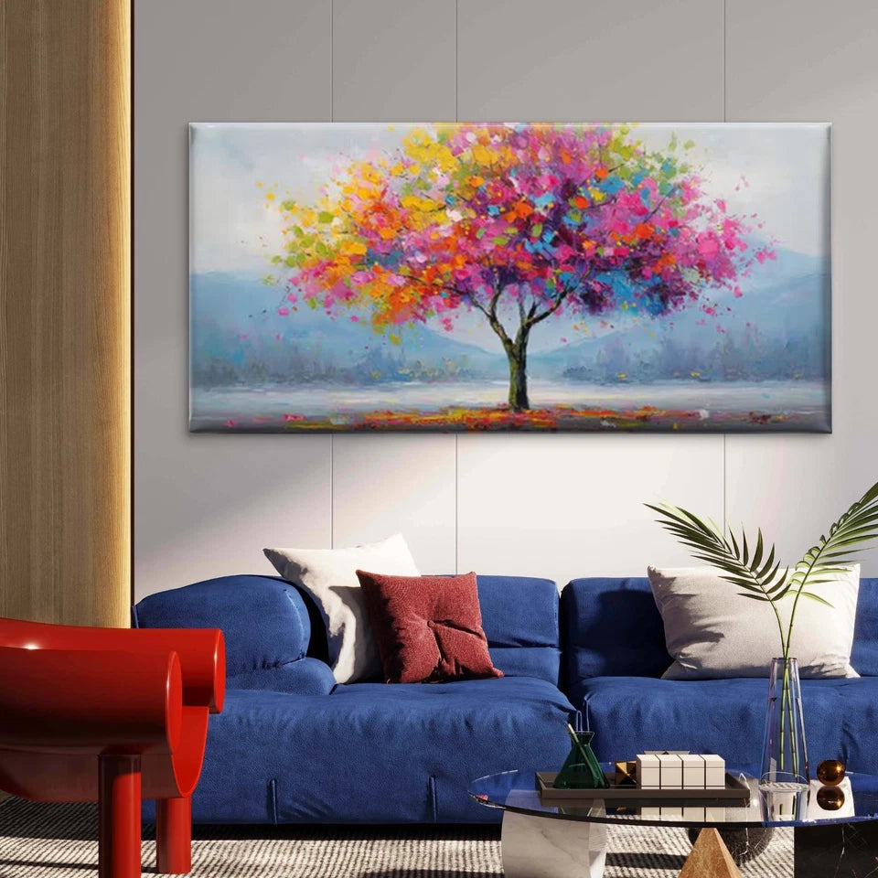 Colorful Abstract Landscape Wall Art Canvas Office Home Room Framed 120x60cm