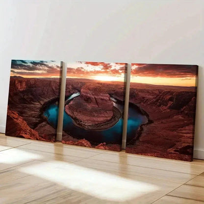 3pcs Mountain Boulders At Sunset Natural Wall Art Set Canvas Framed 60x90cm - High Quality Print 100% Australian Made Wall Canvas Ready to Hang - Bella Home Decor