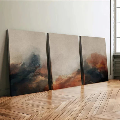 3pcs Modern Abstract Black & Gold Gray Dark Blue Art Set Canvas Unframed - High Quality Print 100% Australian Made Wall Canvas