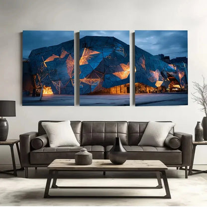 3pcs Federation Square, Melbourne, Australia  Wall Art Set Canvas Framed 50x70cm - High Quality Print 100% Australian Made Wall Canvas Ready to Hang - Bella Home Decor