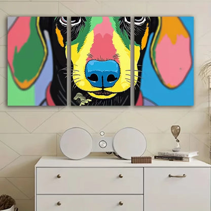 3pcs Colorful Dachshund Dog Decor Wall Art Set Canvas Framed 50x70cm – High Quality Print 100% Australian Made Wall Canvas Ready to Hang - Bella Home Decor