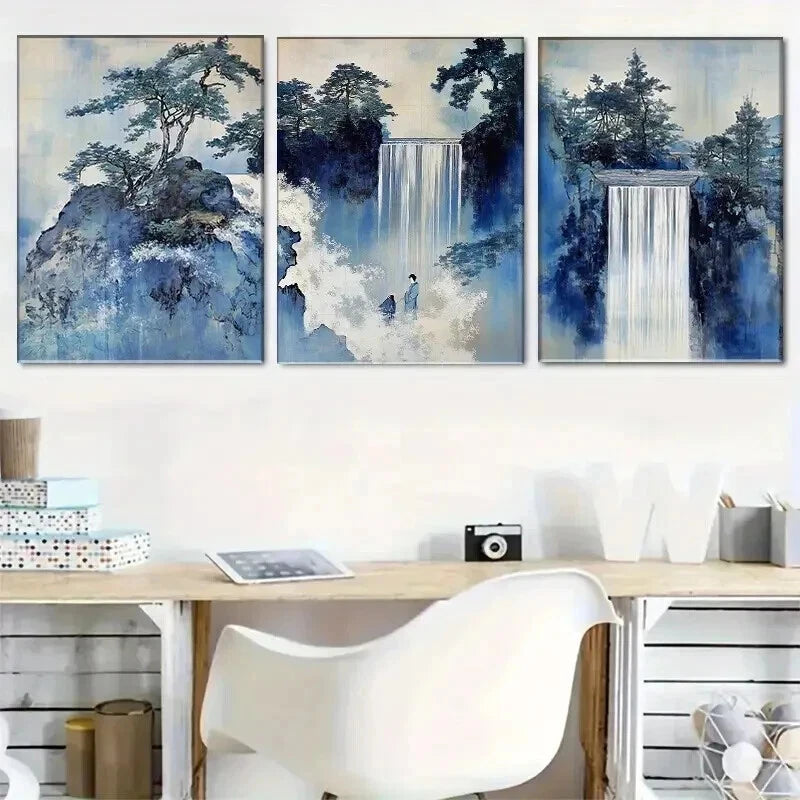 3pcs Waterfalls Pine Trees and Solitary Perfect Wall Art Set Canvas Framed 60x90cm - High Quality Print 100% Australian Made Wall Canvas Ready to Hang - Bella Home Decor