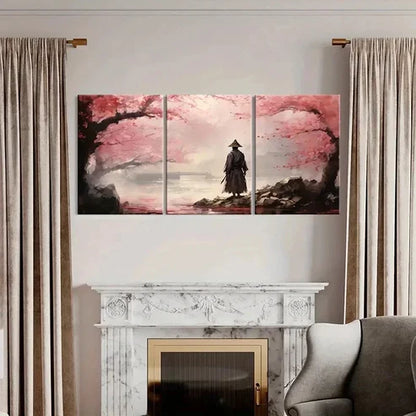 3pcs Japanese Style Sakura Tree & Samurai Wall Art Set Canvas Unframed - High Quality Print 100% Australian Made Wall Canvas