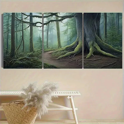 3pcs Misty Forest Path Wall Art Canvas Unframed - High Quality Print 100% Australian Made Wall Canvas - Bella Home Decor