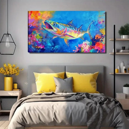 Open Mouth Fish Perfect Wall Art Canvas Office Home Room Framed 120x60cm