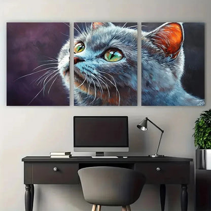 3pcs British Shorthair Cat Painting    Wall Art Set Canvas Framed 40x60cm - High Quality Print 100% Australian Made Wall Canvas Ready to Hang - Bella Home Decor