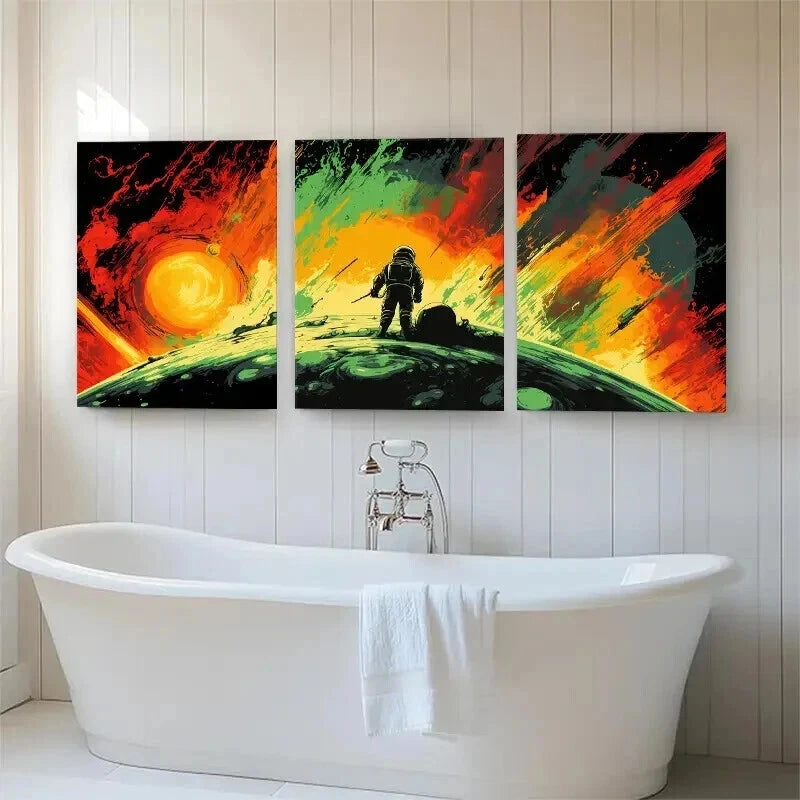 3pcs Astronaut Space Adventure Sci-Fi Perfect Wall Art Set Canvas Framed 60x90cm - High Quality Print 100% Australian Made Wall Canvas Ready to Hang - Bella Home Decor