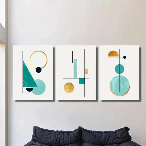 3pcs Abstract Geometric Aesthetics Wall Art Canvas Unframed – High Quality Print 100% Australian Made Wall Canvas - Bella Home Decor