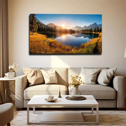 Calm Lake Surface Wall Art Canvas Office Home Room Framed 120x60cm