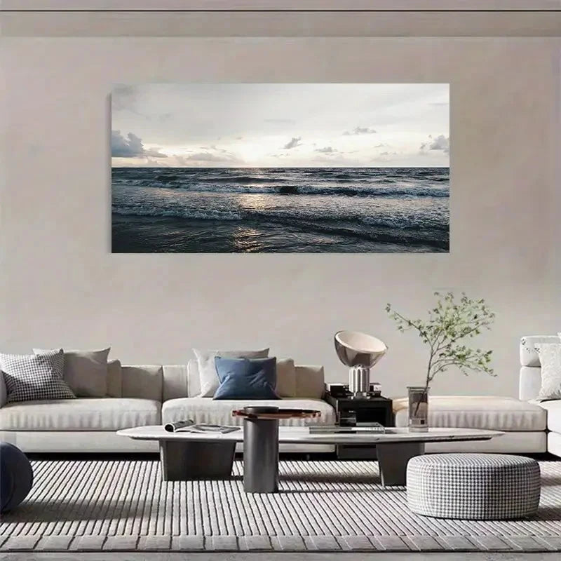 Modern Florida Beach Sunset Wall Art Canvas Office Home Room Framed 120x60cm