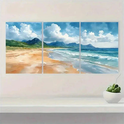 3pcs Donegal Beach Coastal Nature Wall Art Set Canvas Unframed - High Quality Print 100% Australian Made Wall Canvas - Bella Home Decor