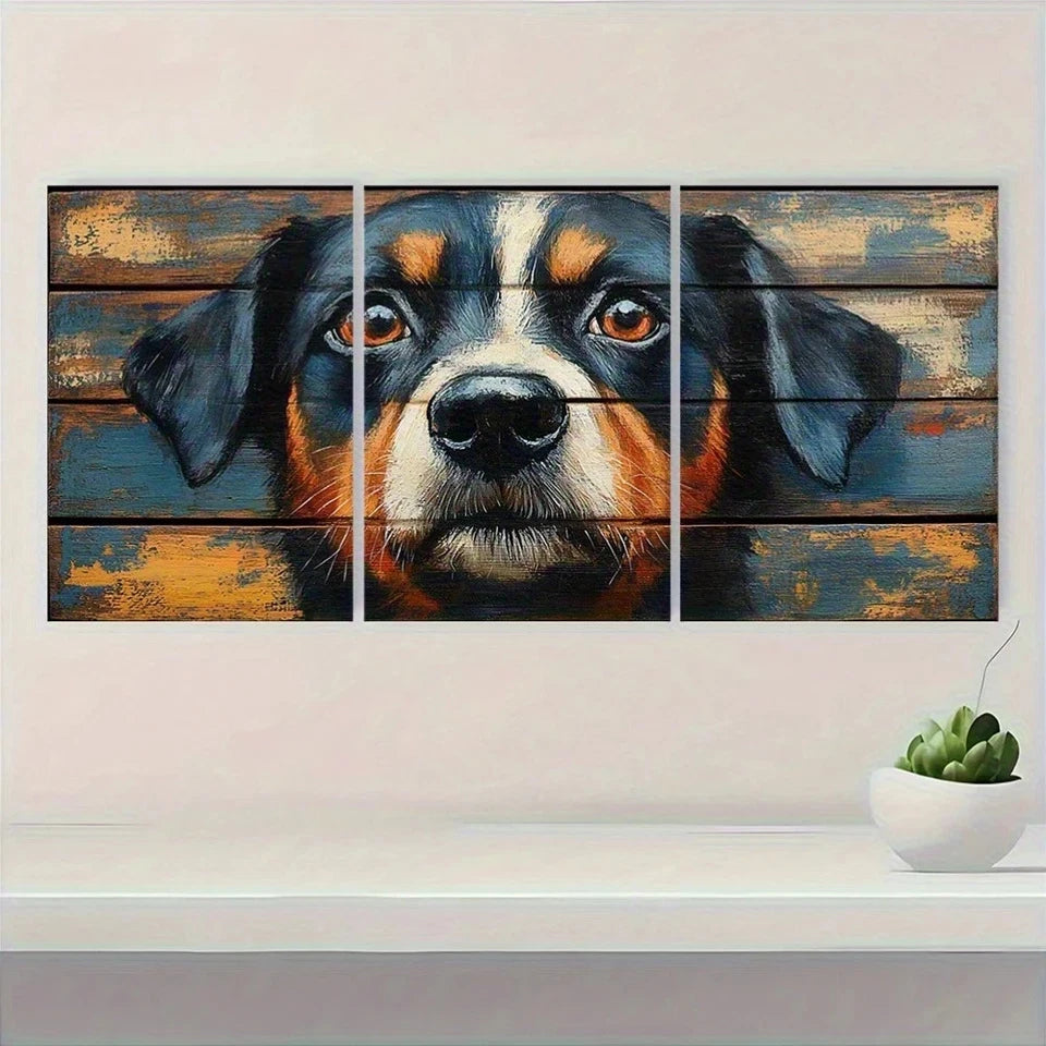 3pcs Moody Animal Rustic Vintage Dog Metal Print Ready to Hang Art - Bella Home Decor
