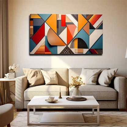 Abstract Geometric Wall Art Canvas Office Home Room Framed 120x60cm