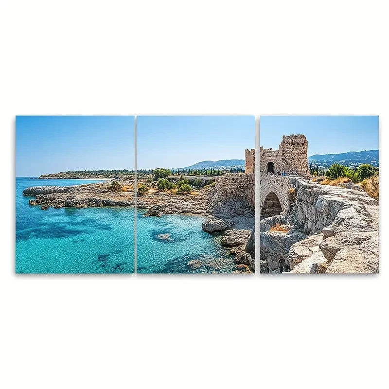 3pcs Cyprus Travel Prints NI    Wall Art Set Canvas Framed 50x70cm - High Quality Print 100% Australian Made Wall Canvas Ready to Hang - Bella Home Decor