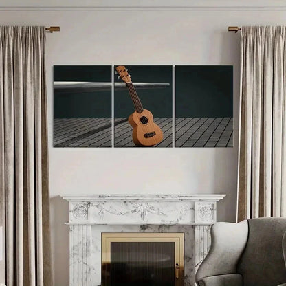 3pcs Guitar Musical Instrument Decoration Wall Art Set Canvas Framed 50x70cm - High Quality Print 100% Australian Made Wall Canvas Ready to Hang
