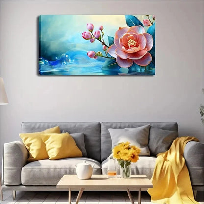 Pink Blooming Flower Buds Wall Art Canvas Office Home Room Framed 120x60cm - Bella Home Decor