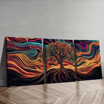 3pcs Psychedelic Tree Of Life Design Wall Art Set Canvas Framed 40x60cm - High Quality Print 100% Australian Made Wall Canvas Ready to Hang - Bella Home Decor