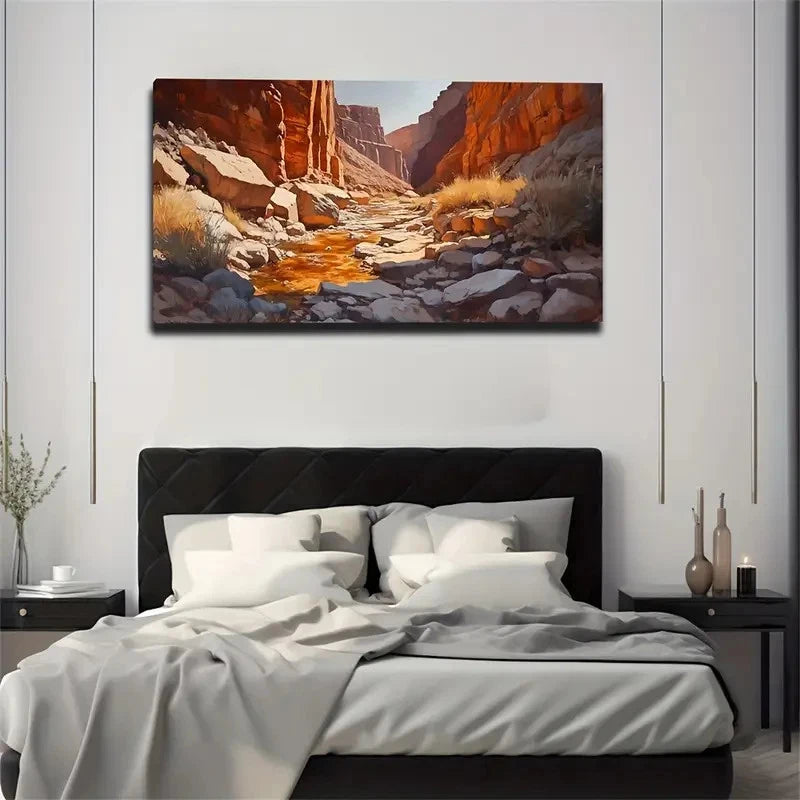 Desert Creek Modern Deco Wall Art Canvas Office Home Room Framed 120x60cm