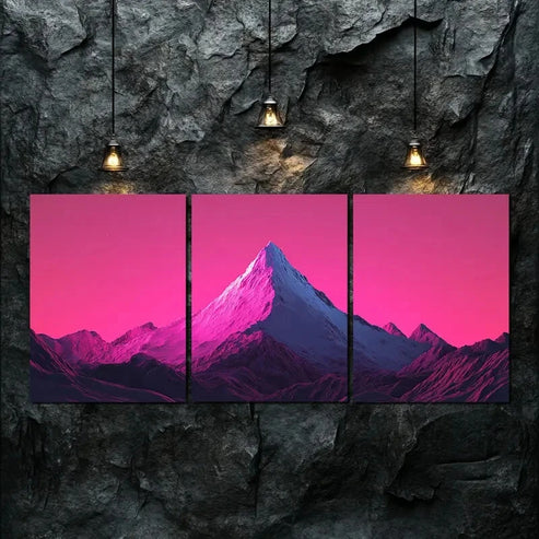 3pcs Vibrant Snow Mountain Colorful Perfect Wall Art Canvas Unframed - High Quality Print 100% Australian Made Wall Canvas