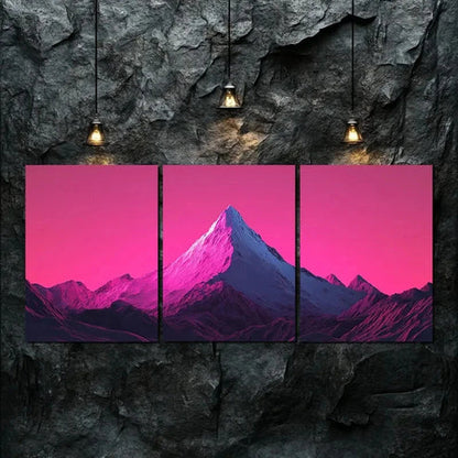 3pcs Vibrant Snow Mountain Colorful Perfect Wall Art Canvas Unframed - High Quality Print 100% Australian Made Wall Canvas
